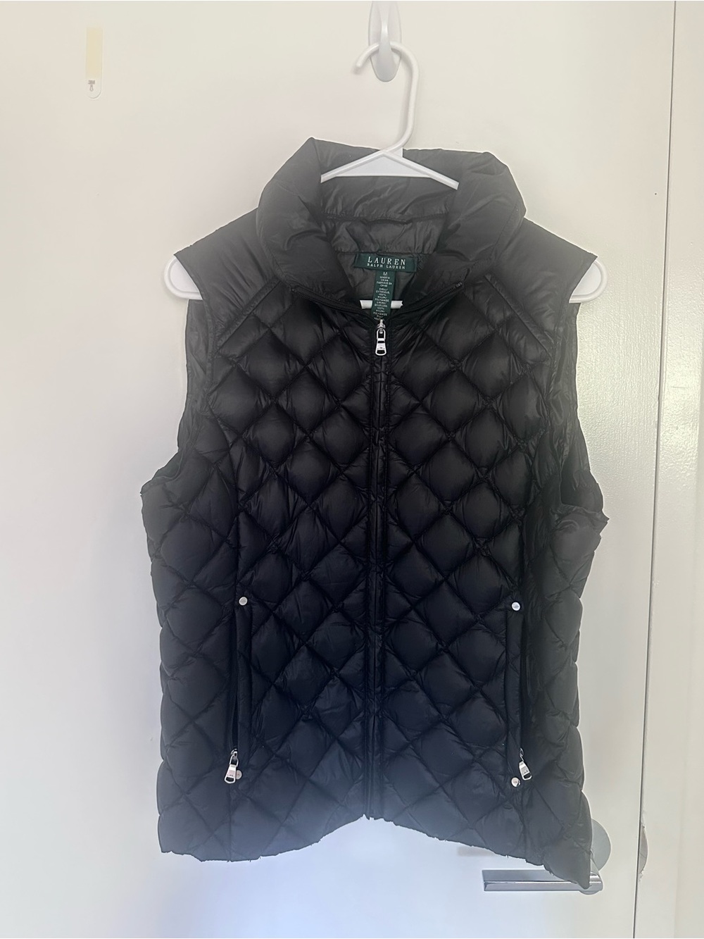 Ralph Lauren Black Quilted Puffer Vest with High Collar size M